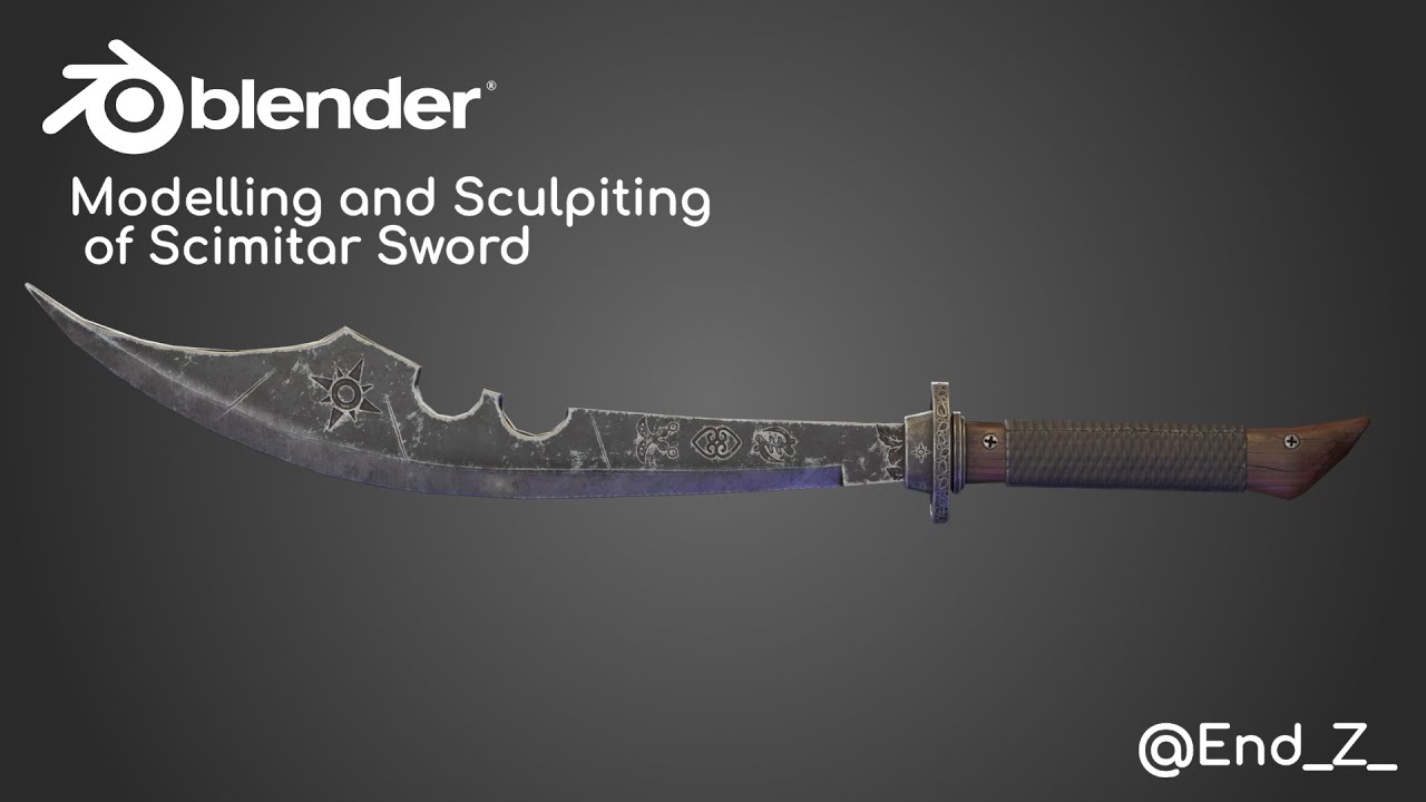 Blender: Modelling and Sculpiting of Scimitar Sword