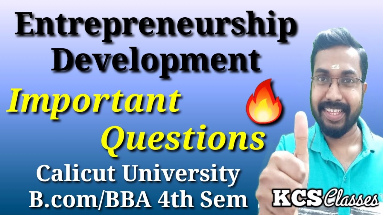 Entrepreneurship Development|Important Questions|Calicut University Bcom/BBA 4th Semester