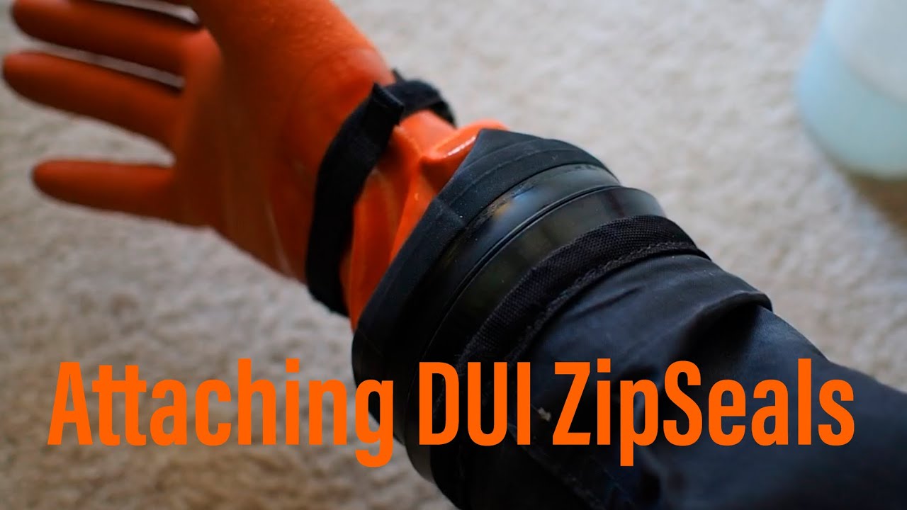 Attaching dry gloves to a DUI dry suit