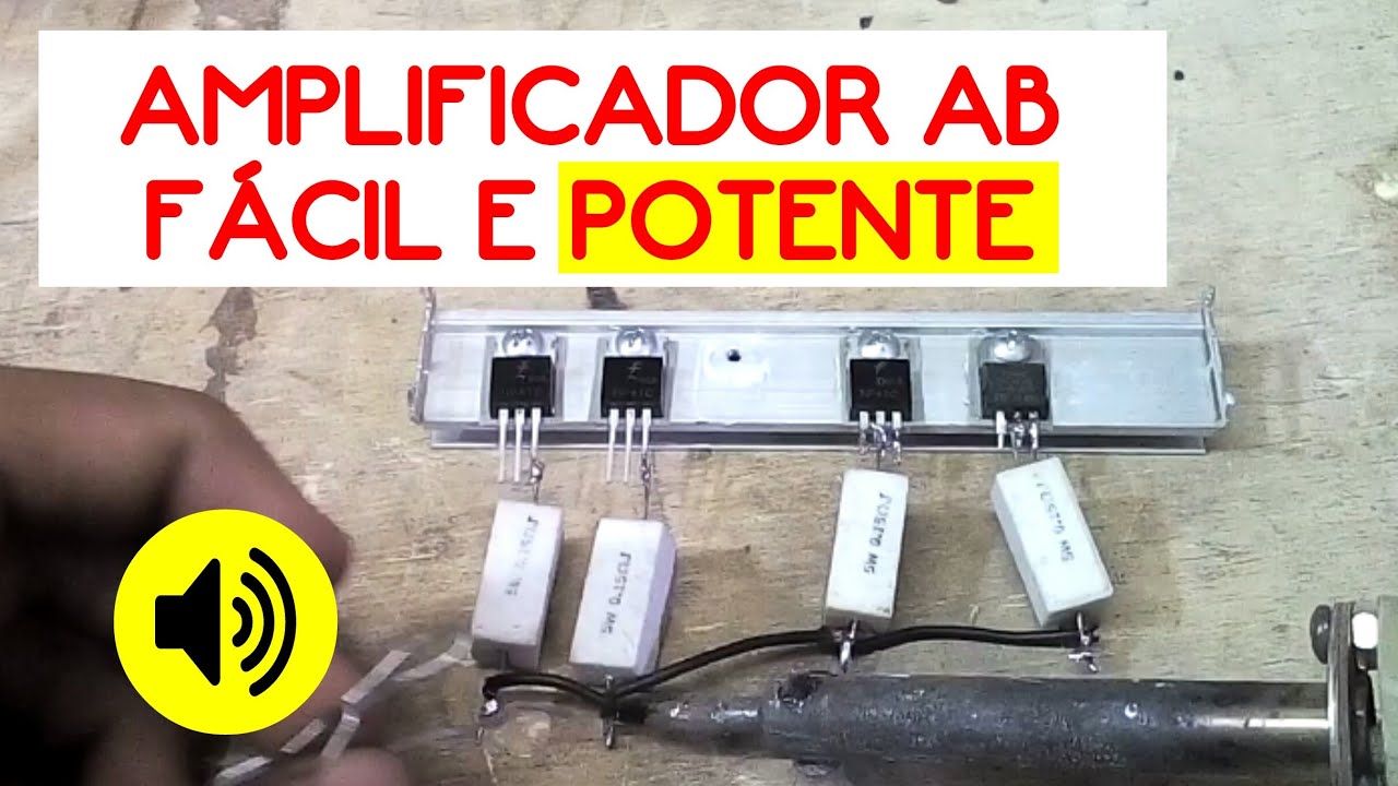 Montagem de Amplificador AB com transistor TIP41 e TIP42