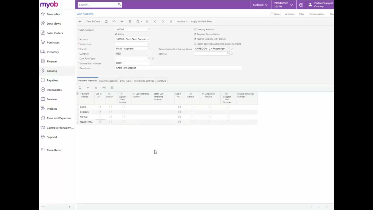 MYOB Acumatica Training - Finance - Banking - Create a Cash Account