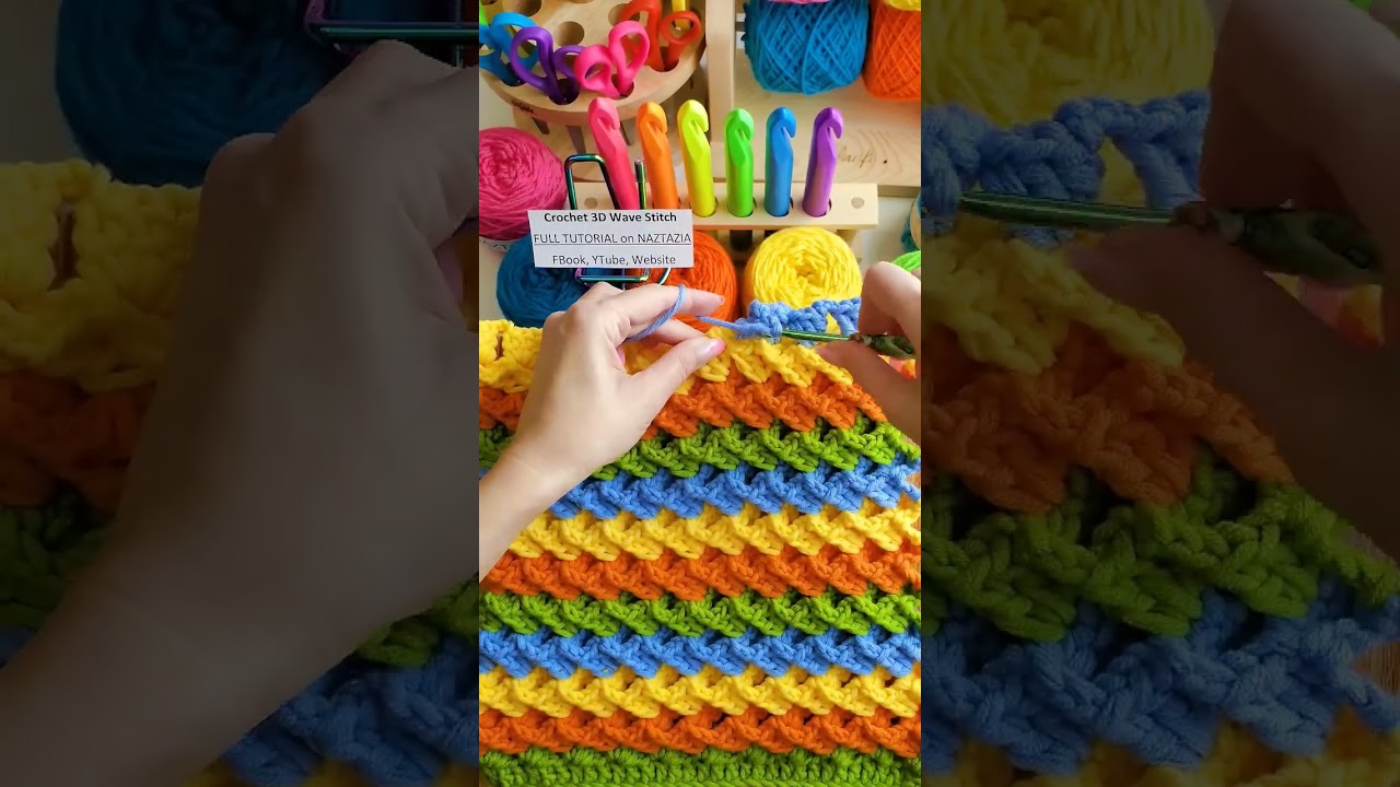 How to Crochet 3D Wave Stitch Pattern #shorts