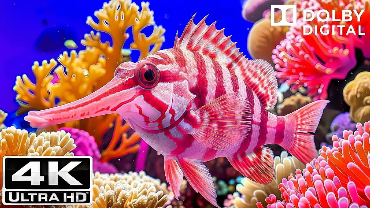 4K Aquarium Background for TV – Stunning Marine Life & Soothing Ocean Sounds 🌊