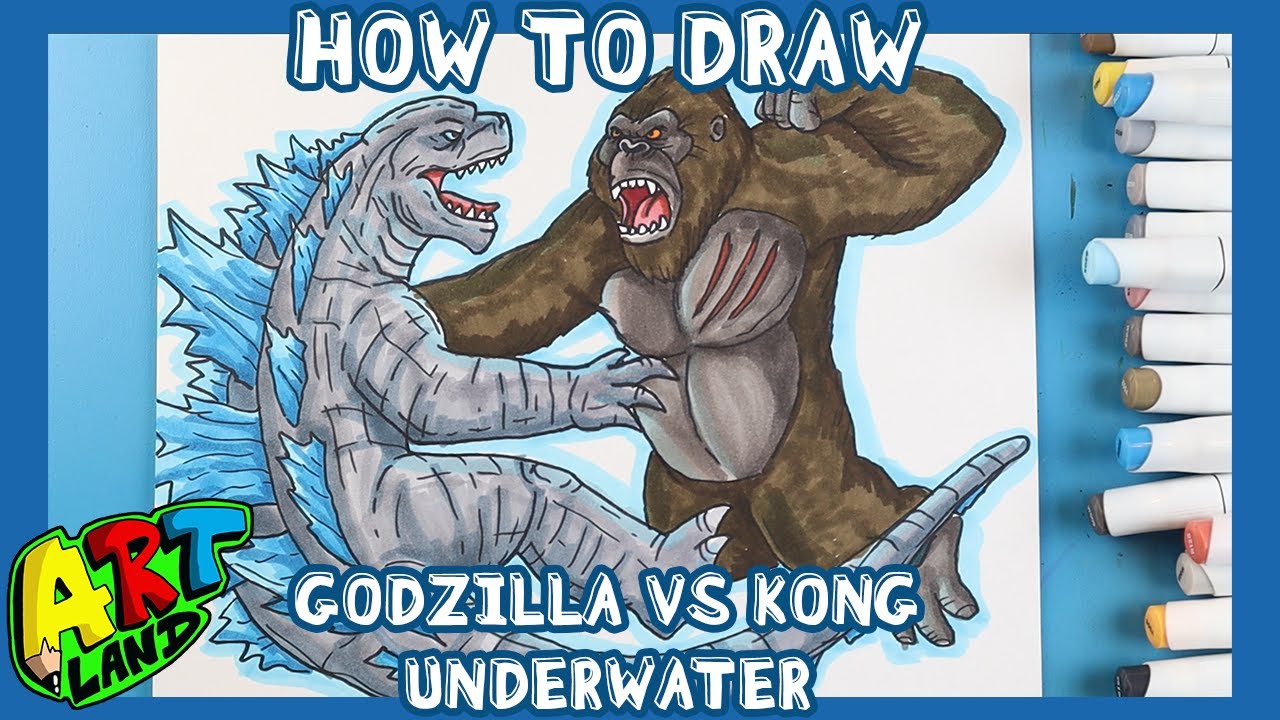 How to Draw GODZILLA VS KONG UNDERWATER!!!