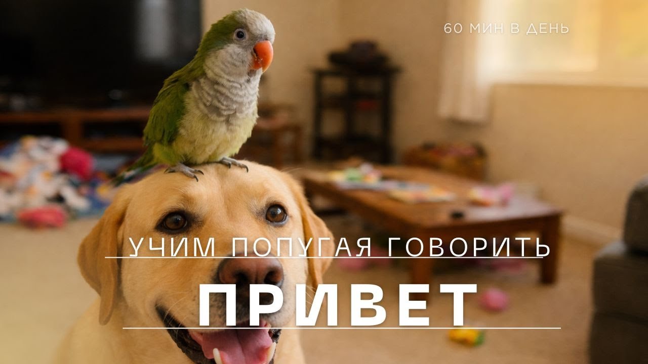 Как научить попугая говорить слово Привет за 5 минут в день?