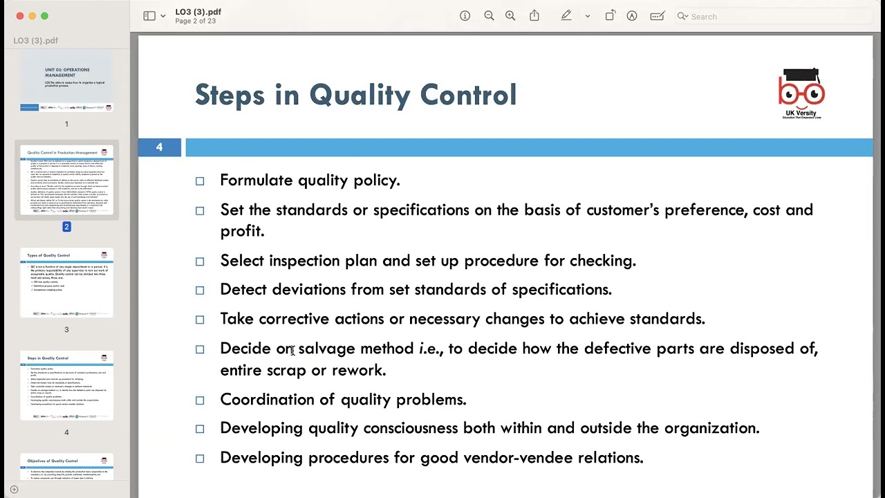 OTHM L6 DiBM-Unit- Operations Management-LO3-(YG) - Oct 2023