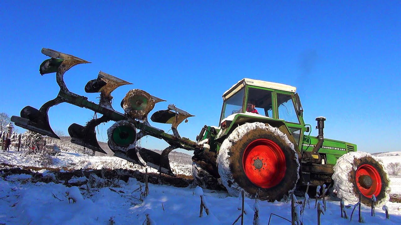 🚜❄☃[-10°C] Extreme vinter plowing-Tractor Fendt Favorit 612 LSA turbomatik-Arat în condiții extreme