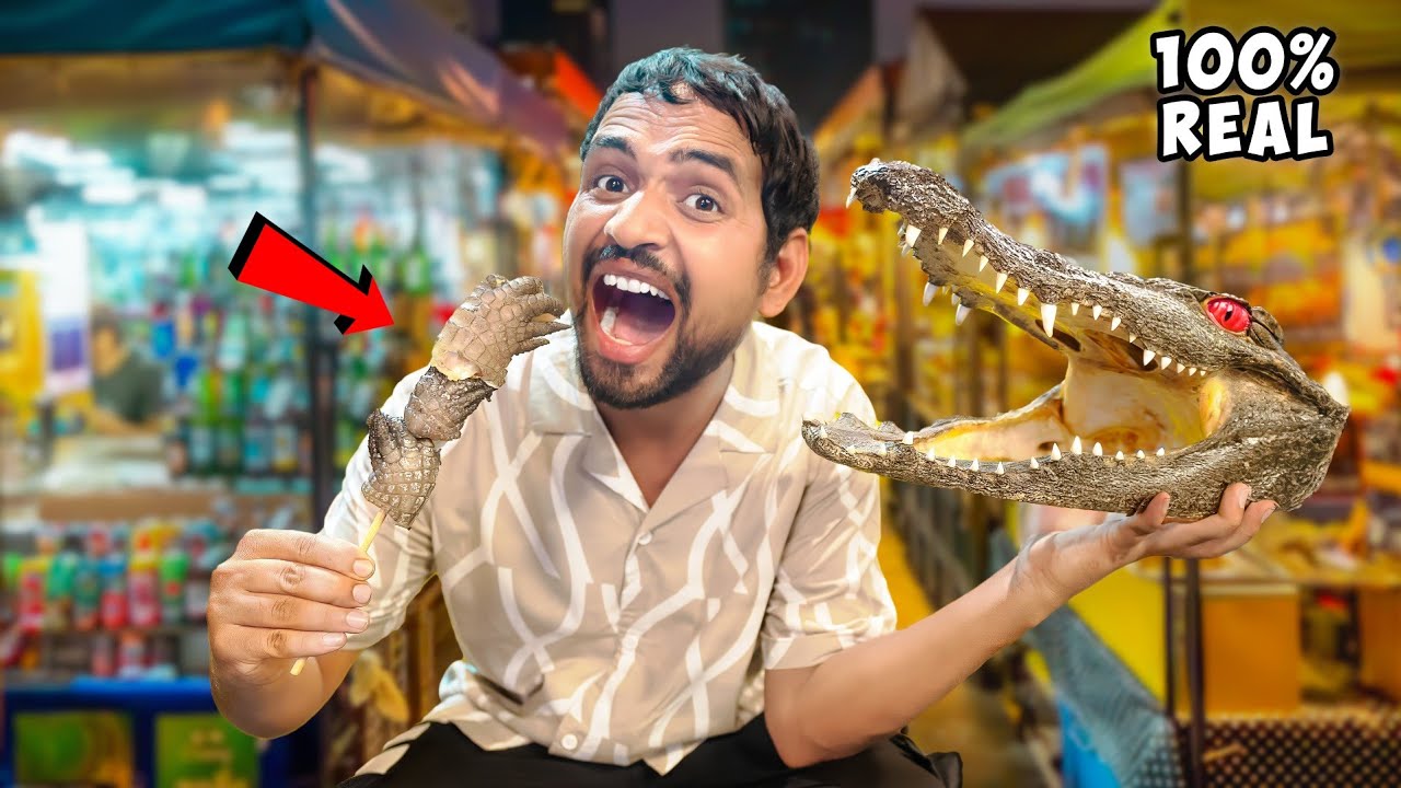 Eating Real Crocodile🥵...कमज़ोर दिल वाले ना देखें | Thailand Food