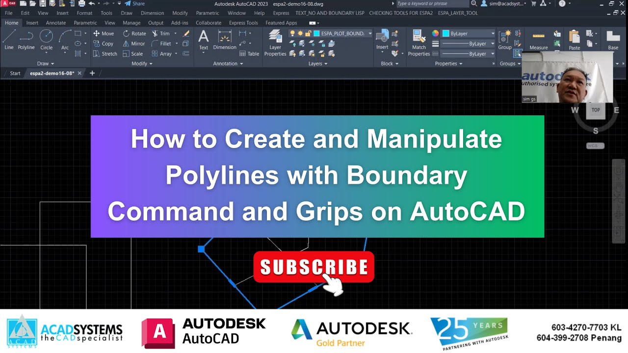 How to Create and Manipulate Polylines with Boundary Command and Grips on AutoCAD