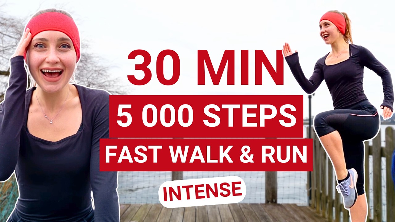 30 MIN 5000 STEPS WORKOUT | fast walking and running workout, intense weight loss cardio, at home