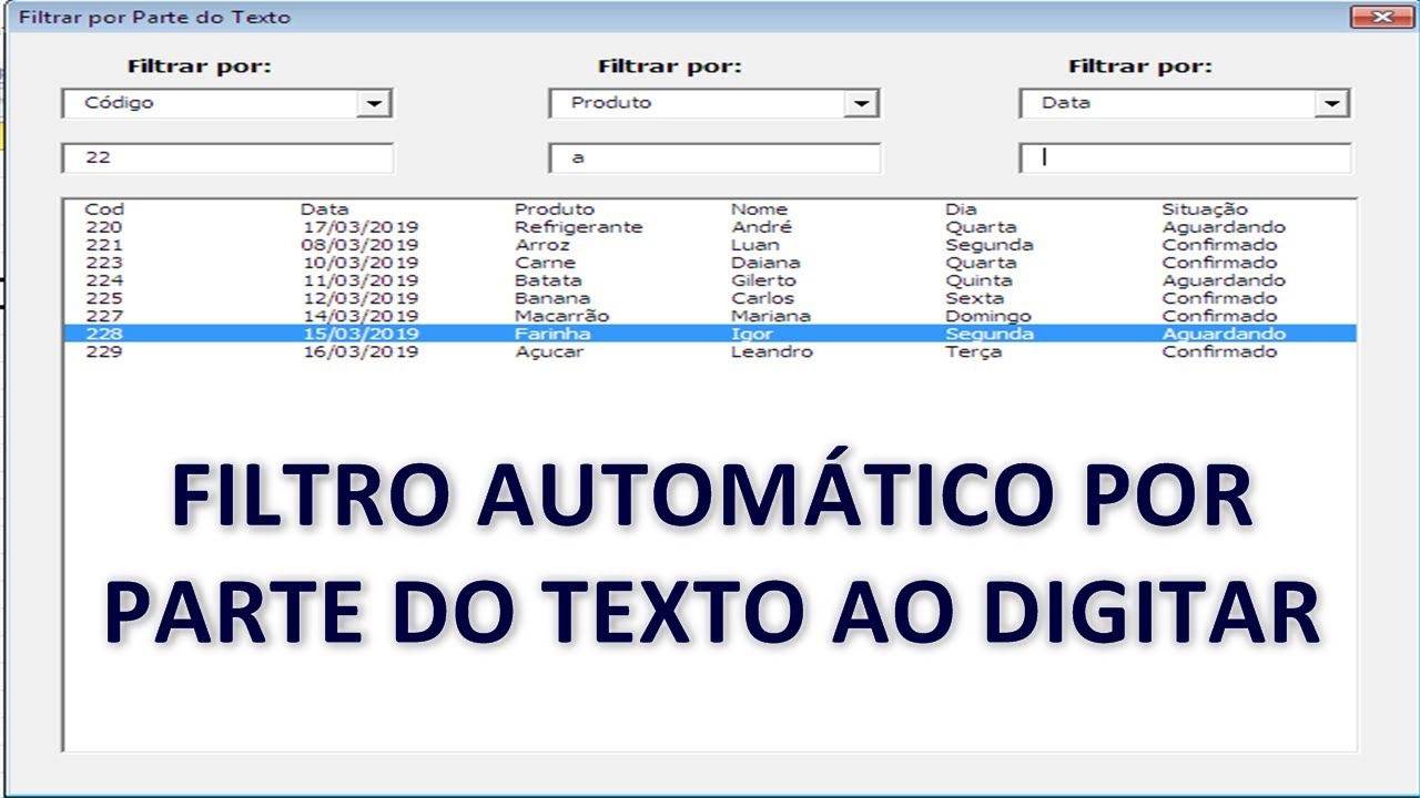 Filtro Automático por PARTE do TEXTO em Listbox Excel VBA