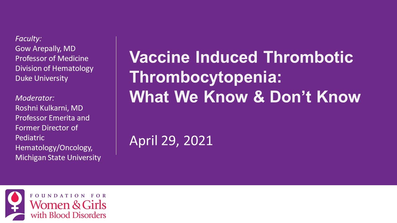 FWGBD Webinar: Vaccine Induced Thrombotic Thrombocytopenia: What We Know & Don’t Know