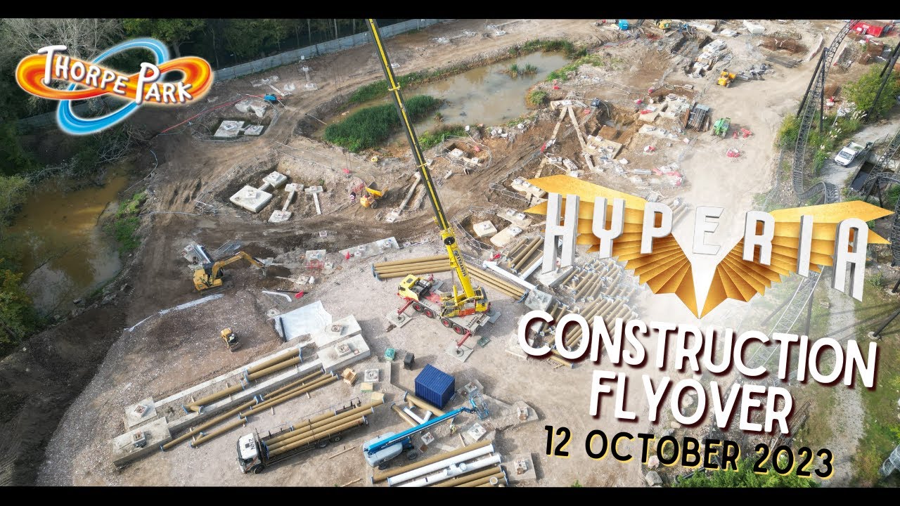 HYPERIA Construction Flyover | 09/10/23 | Thorpe Park | Project Exodus Rollercoaster Update