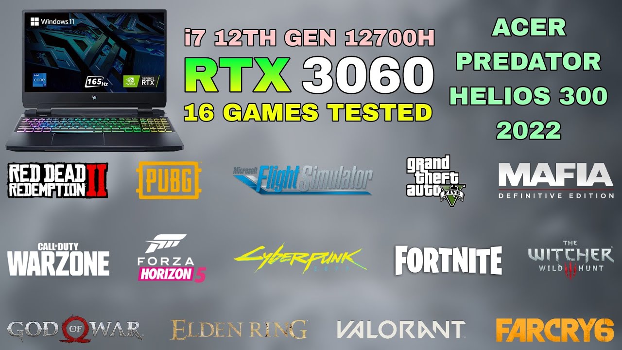 Acer Predator Helios 300 2022 - i7 12th Gen 12700H RTX 3060 - Test in 16 Games