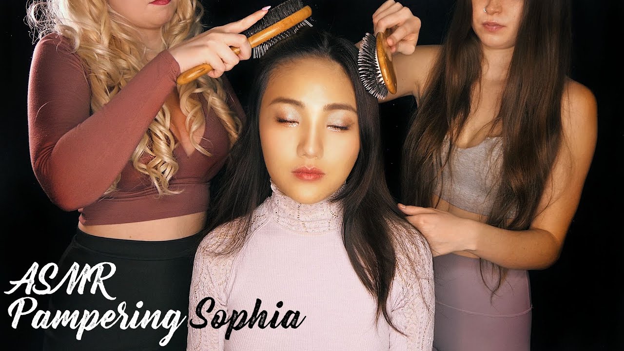 ASMR 😍 Sophia gets Double Pampered by Fair & Lauren, Ultra Hair Brushing, Makeover, Intense Whispers