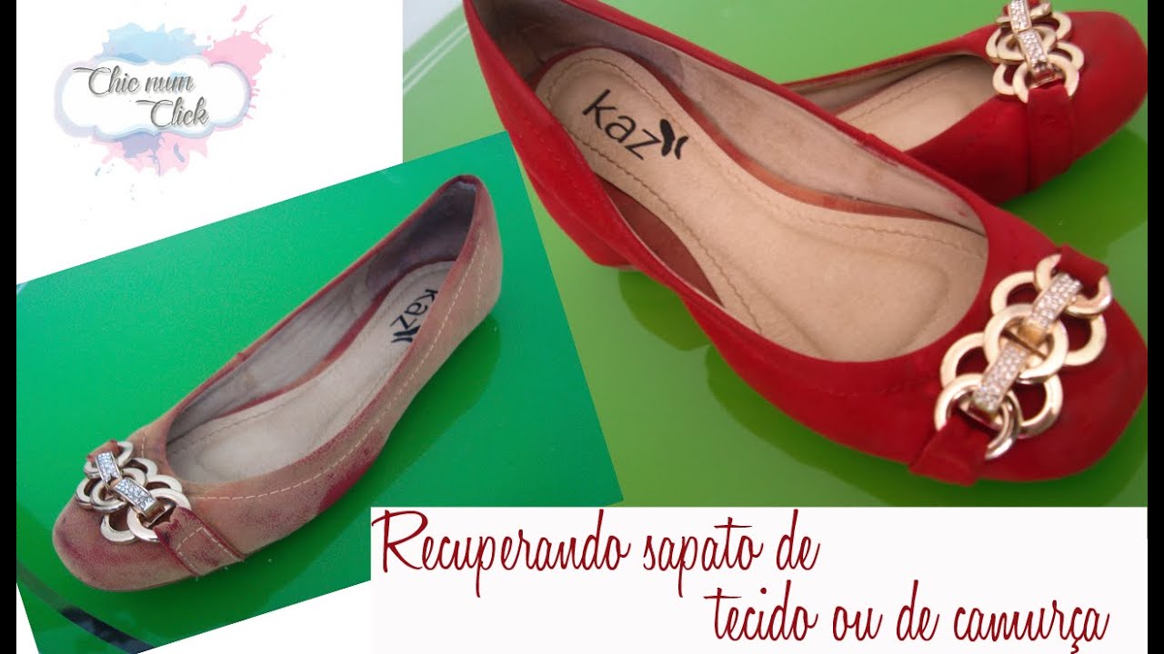 Recuperando sapatos de tecido e camurça