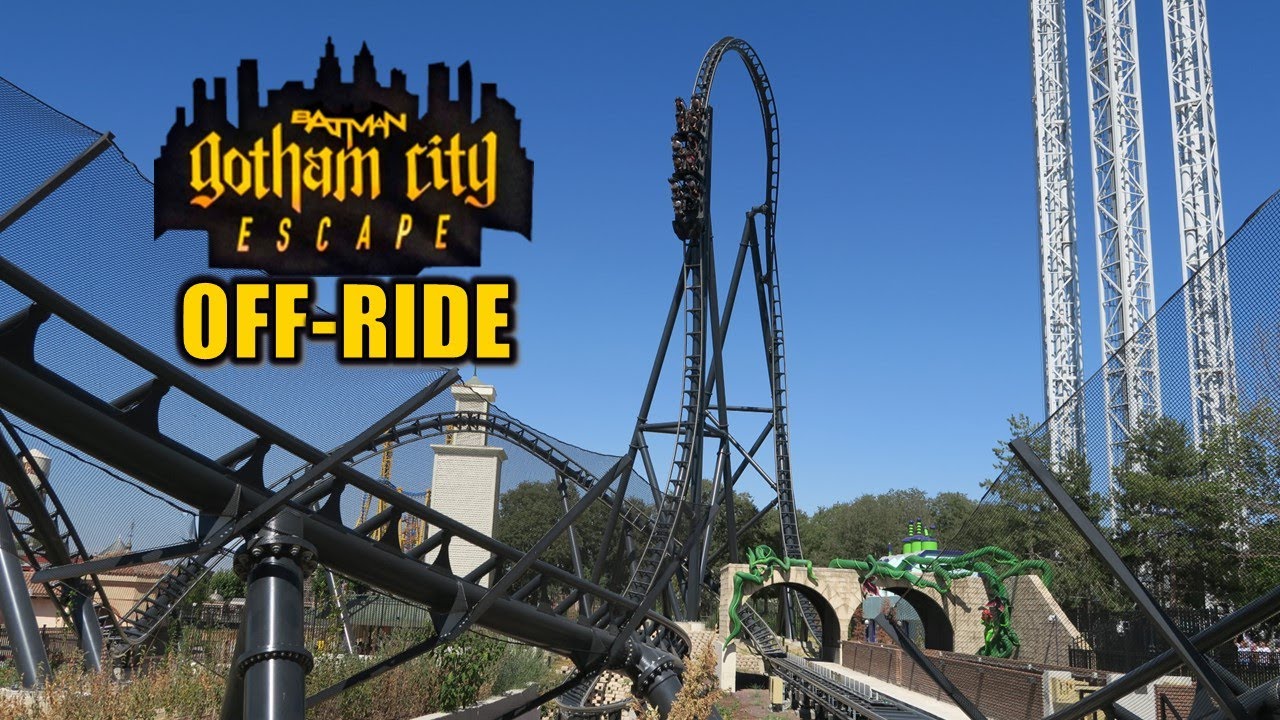 Batman Gotham City Escape Off-Ride Footage, Parque Warner Madrid Intamin Coaster | Non-Copyright