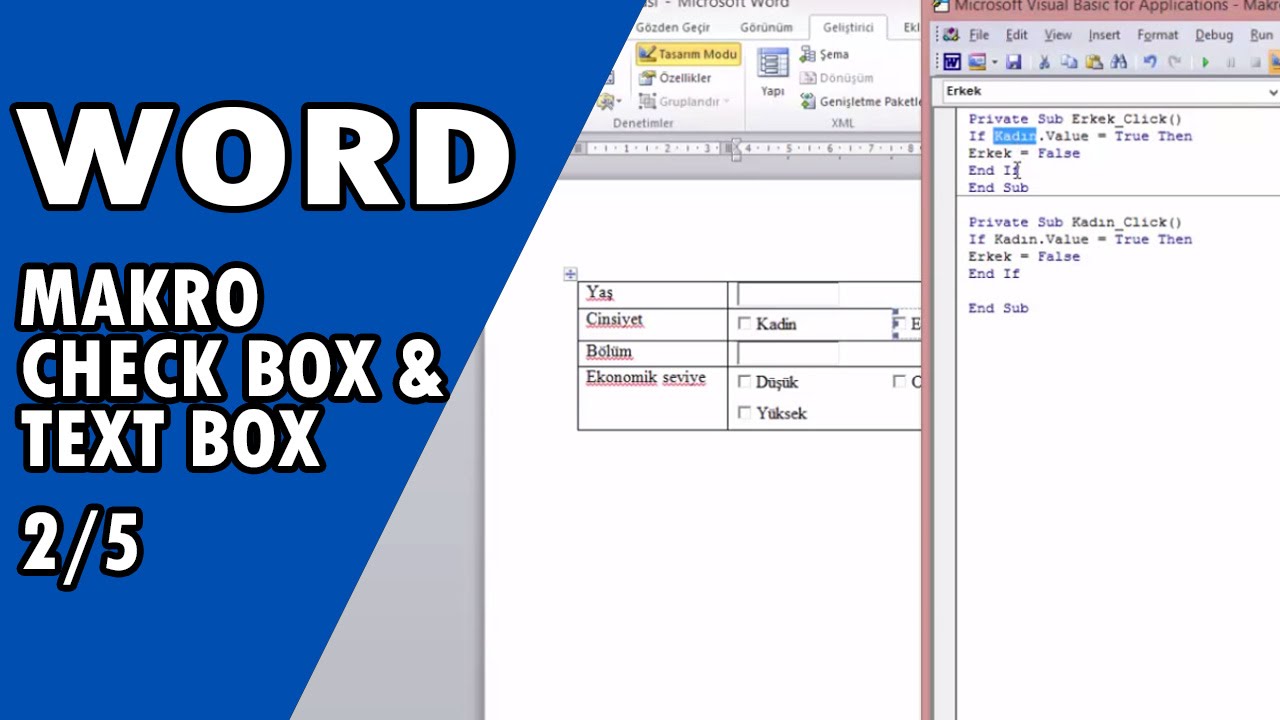 Word Makrolar | İşaret ve Metin Kutuları Oluşturmak | 2. bölüm