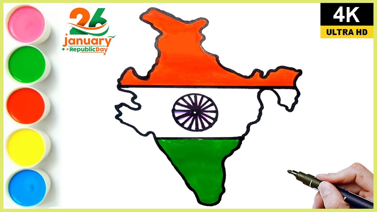 How to draw national flag of india || Independence day poster drawing || 26 January Drawing easy.
