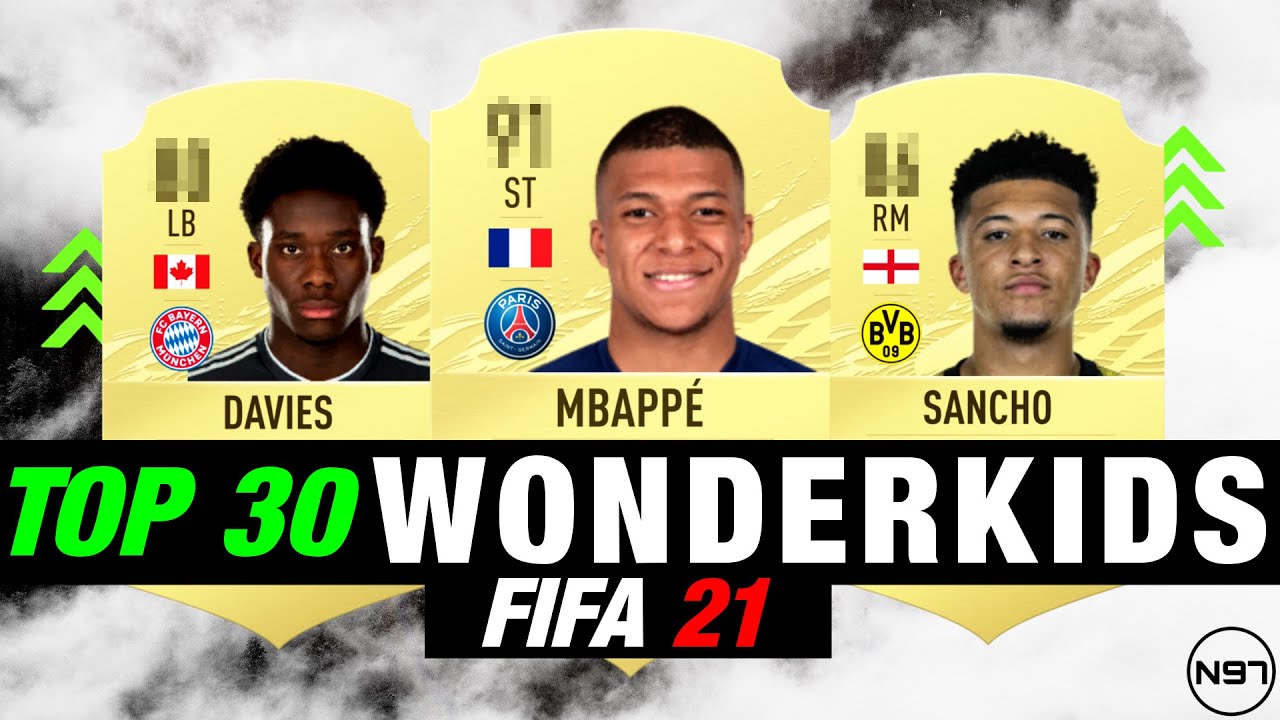 FIFA 21 | TOP 30 WONDERKIDS PLAYER RATINGS 🔥| Prediction | ft. Mbappe, Sancho, Davies,...