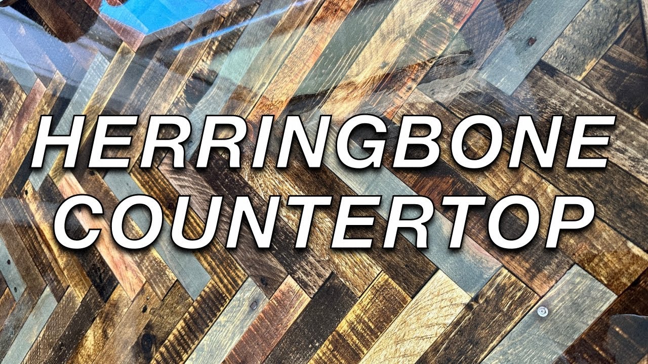 Epoxy Herringbone Countertop out of Pallet Wood