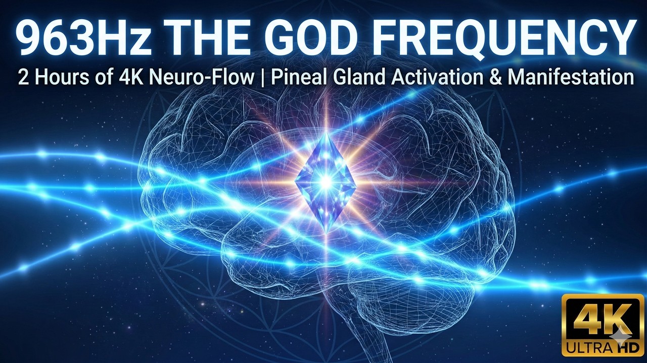 DECALCIFY THE PINEAL GLAND | 963Hz Pure Activation | 2 Hours 4K Neuro-Flow for Higher Consciousness