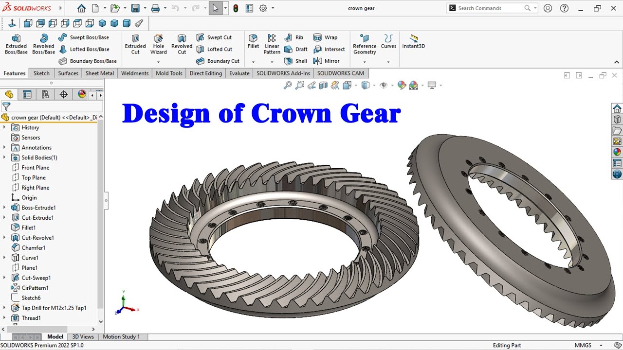Sketch Crown gear in Solidworks | Solidworks tutorial