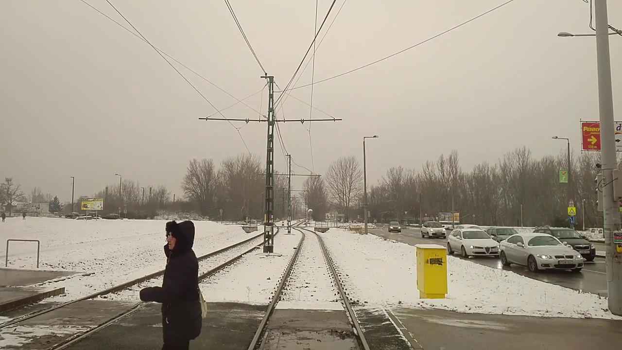 14M villamos Káposztásmegyer Megyeri út - Lehel tér havas pályán
