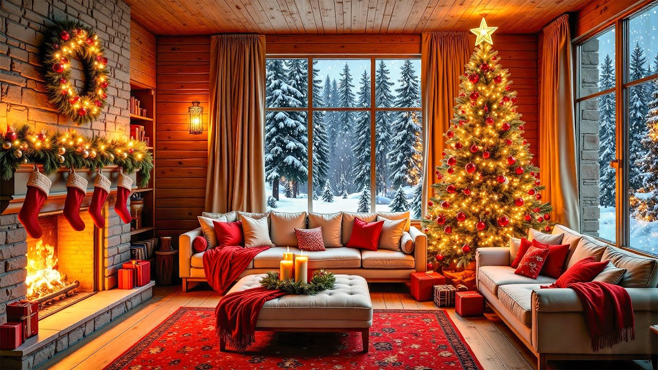 Peaceful Christmas Night 2026🎄Relaxing Piano Music & Crackling Fire for Sleep and Calm🔥Study, Work