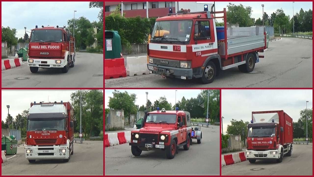 INCENDIO INDUSTRIALE - Automezzi Vigili del Fuoco (ABP + Carro Schiuma + Motopompa + NUCLEO NBCR)