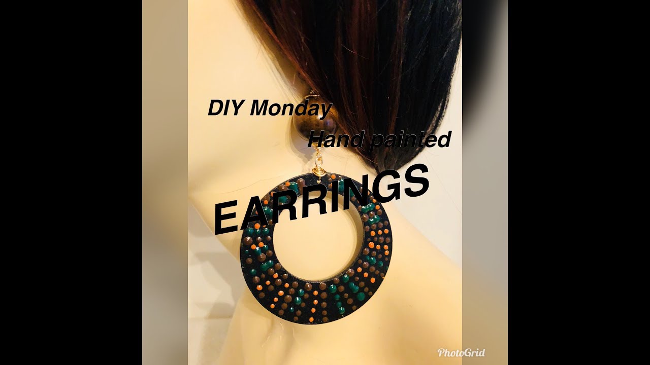 DIY MONDAY hand painted wood earrings