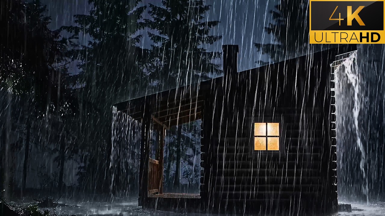 Sleep Instantly with Heavy Rainstorm & Powerful Thunder Sounds Covering the Rainforest Park at Night