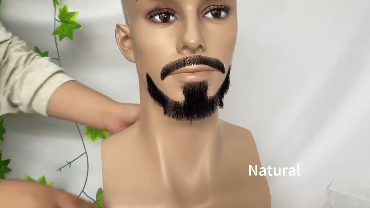 Face Fake Beard 100% Human Hair Face Beard Mustache For Men Fake Beard Swiss Lace