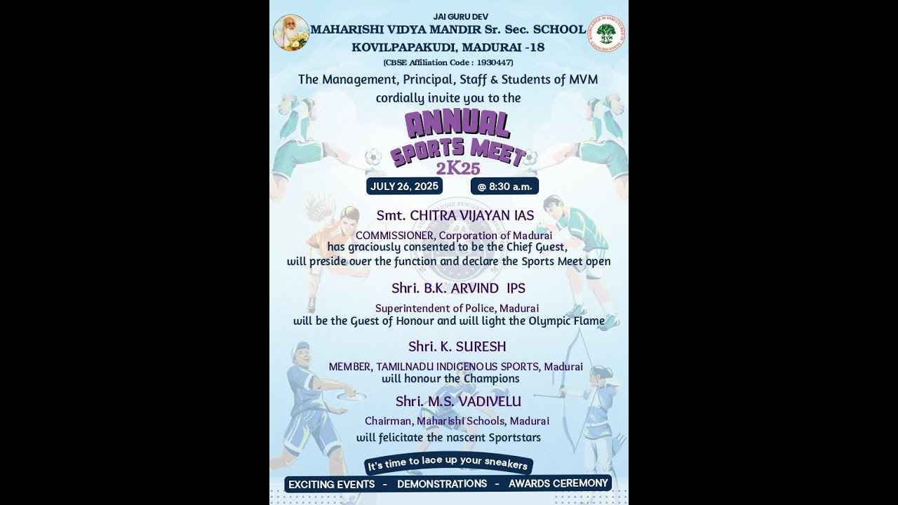 14th ANNUAL SPORTS MEET 2025-2026 Maharishi Vidya Mandir Senior Secondary School, MADURAI-18