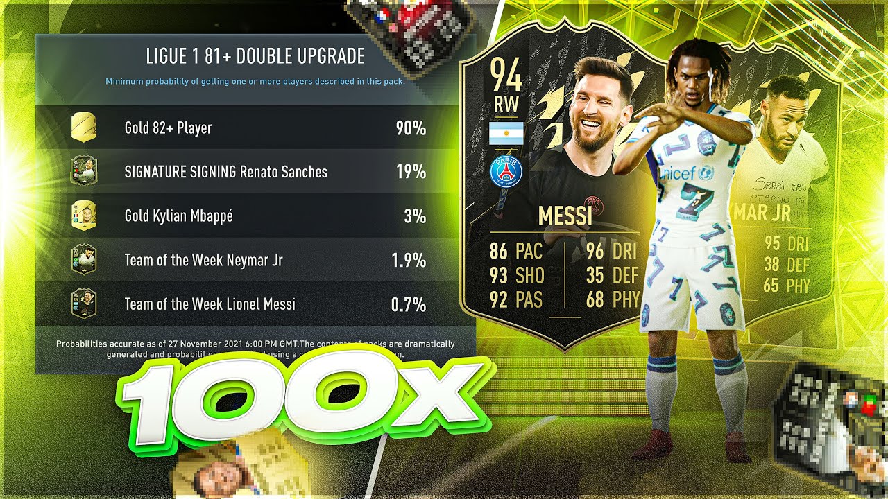FIFA 22 100 x Ligue 1 81+ Double Upgrade Packs!