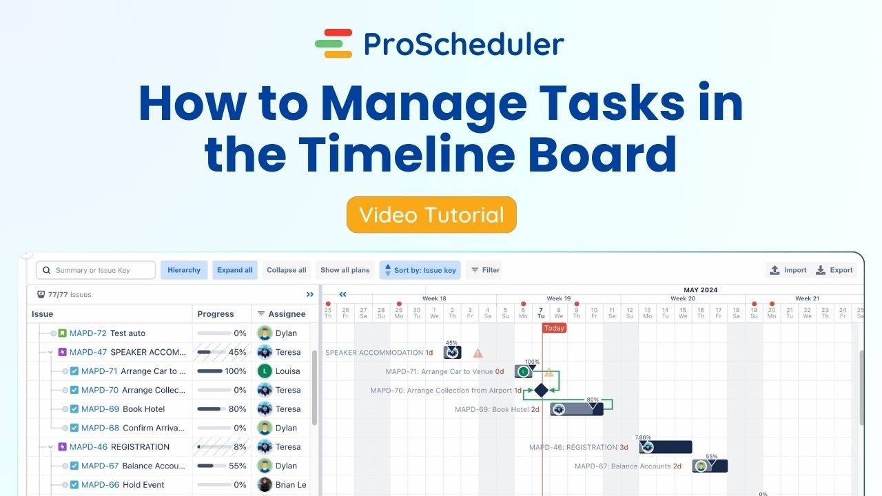 Tutorial 03 | How to Manage Tasks in the Timeline Board | TeamBoard ProScheduler for Jira