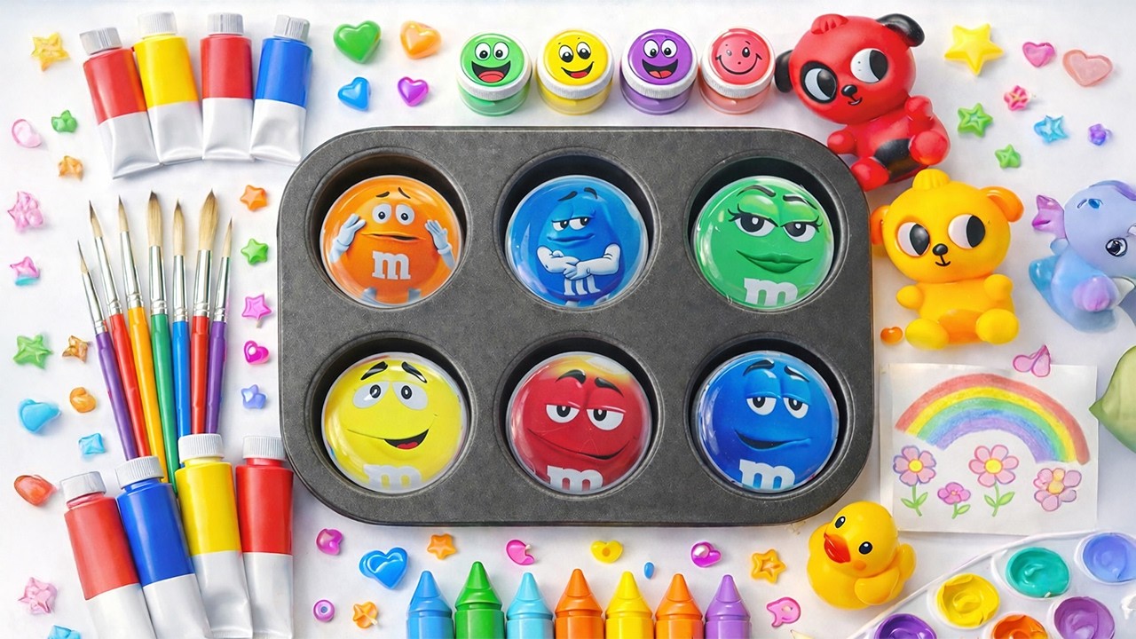 12 Minutes Relaxing No Talking ASMR With M&M's Box | Color Mixing with 3D Animals 🧸