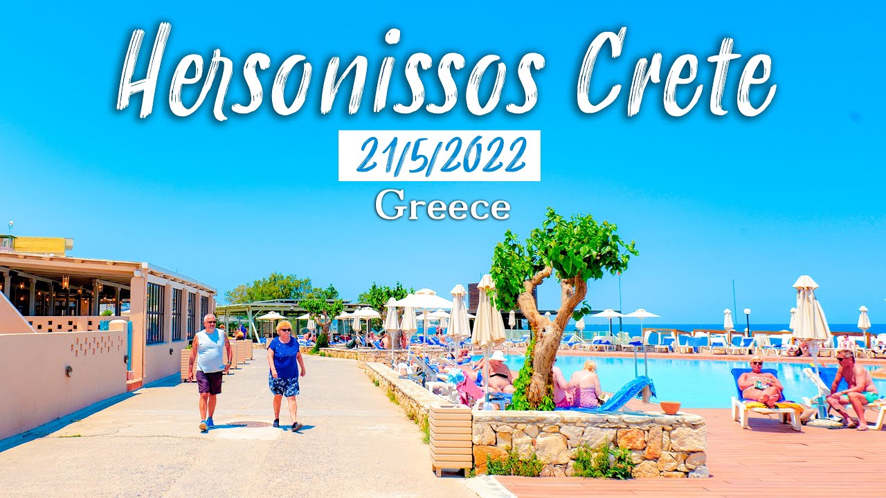 Crete Greece, Hersonissos, 🇬🇷 walking tour 4k HDR || Chersonissos Kreta 2022