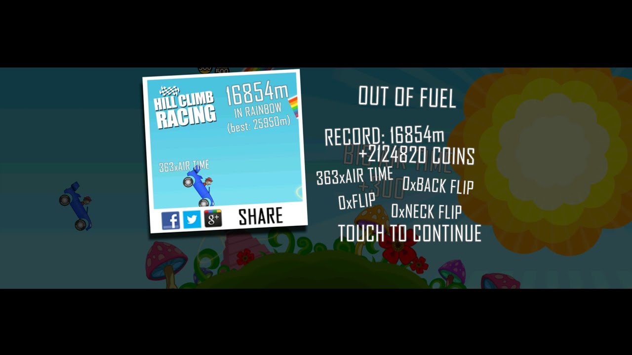 Hill Climb Racing: Rally Car - Rainbow 16854m (New Record!)