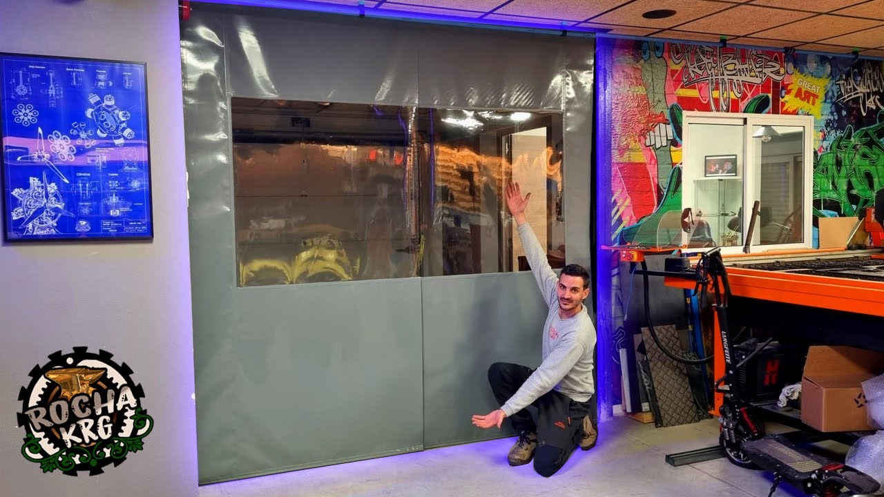 Persiana de lona motorizada para TALLER muy ECONÓMICA