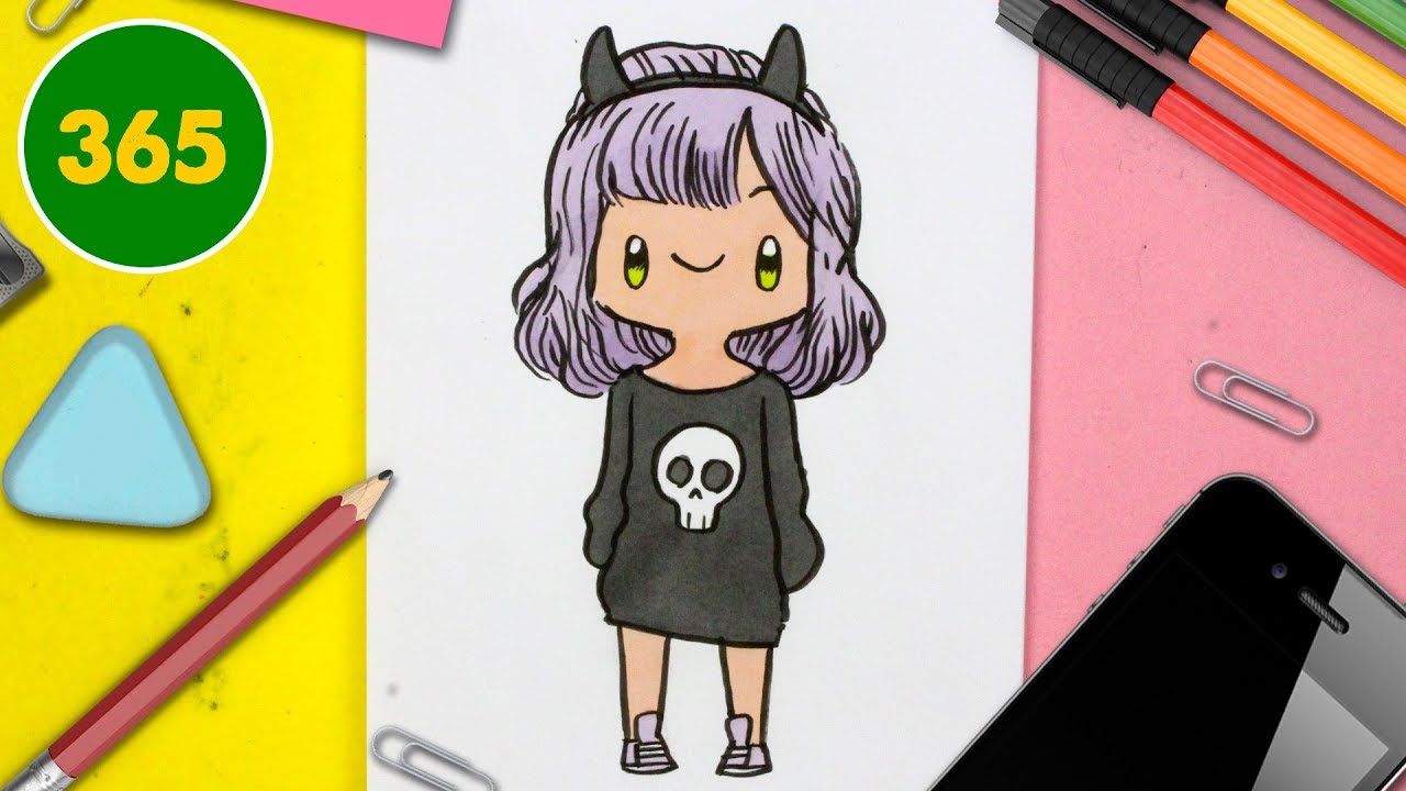 COMMENT DESSINER UNE FILLE KAWAII ÉTAPE PAR ÉTAPE – Dessins kawaii facile
