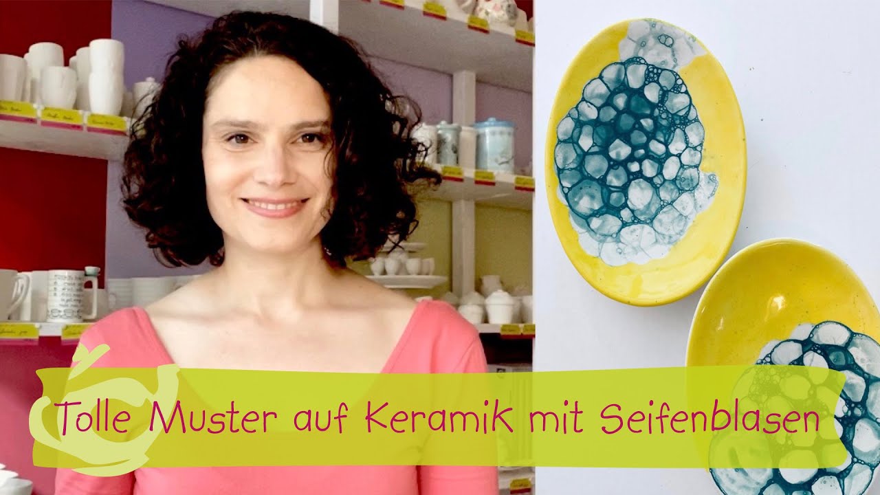 Wie du mit Seifenblasen tolle Muster auf Keramik bringst. pottery art cafe Köln