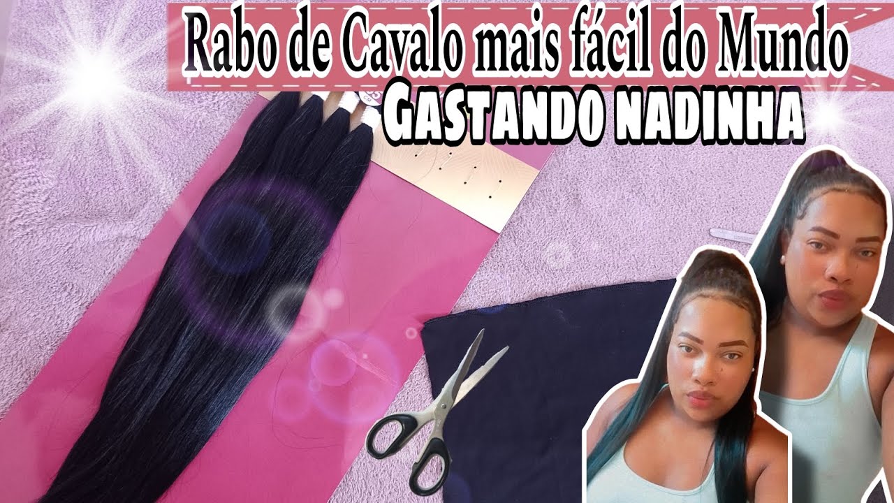 Como fazer   Rabo de cavalo com cabelo orgânico liso| Usando pano