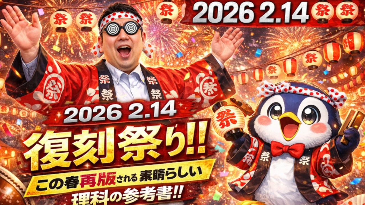 復刻祭り。この春再版される理科の素晴らしい参考書！！　大学入試・難関大・医学部特訓　成績高上チャンネル～数学好きで英語が得意な参考書マニアより～