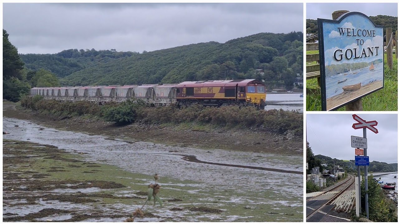 Final week for CDA china clay wagons as 66199 hauls train past Golant