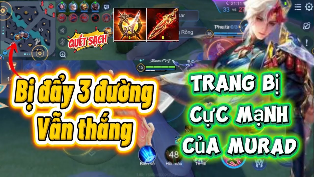 TRANG BỊ CỰC MẠNH MURAD BỊ ĐẨY 3 ĐƯỜNG VẪN THẮNG | LIÊN QUÂN MOBILE