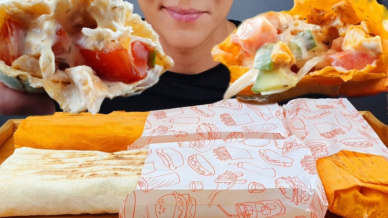 АСМР ШАУРМА (ШАВЕРМА) ИТИНГ (МУКБАНГ) ASMR SHAVERMA (BURRITO) EATING (MUKBANG)