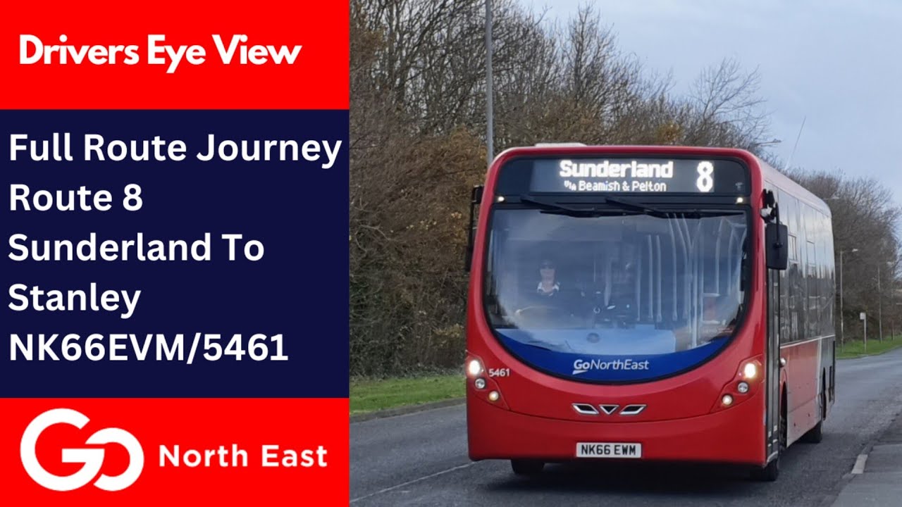 DEV: Full Route Journey | Go North East Bus Route 8 - Sunderland To Stanley | NK66EWM/5461