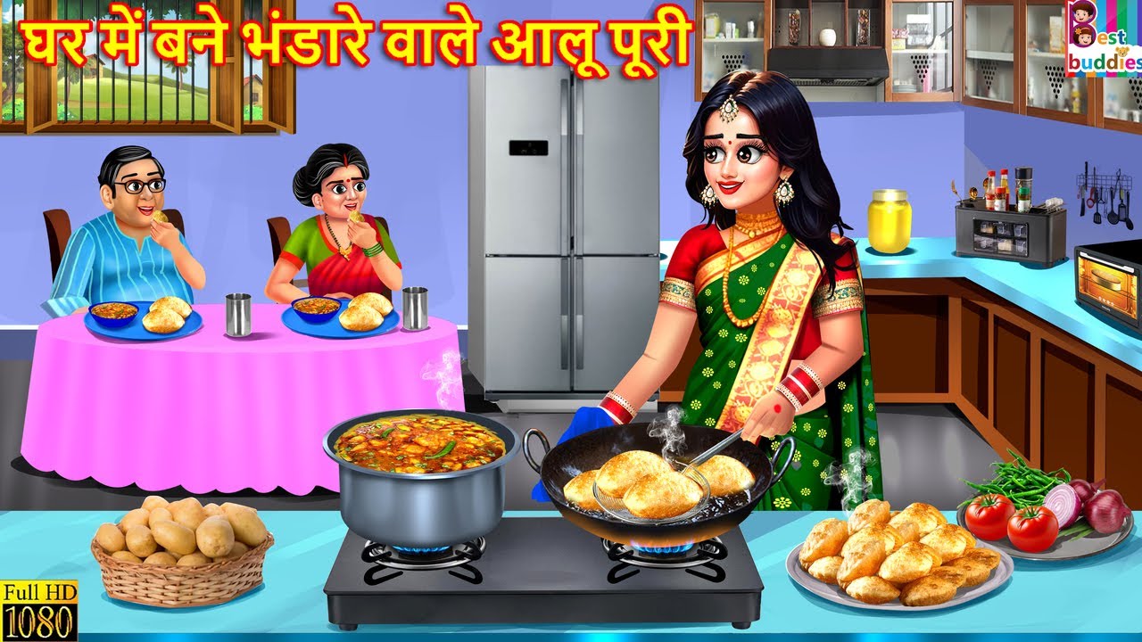 घर में बने भंडारे वाले आलू पूरी | Bhandare Wale Aloo Puri | Hindi Kahani | Moral Stories | Kahaniya