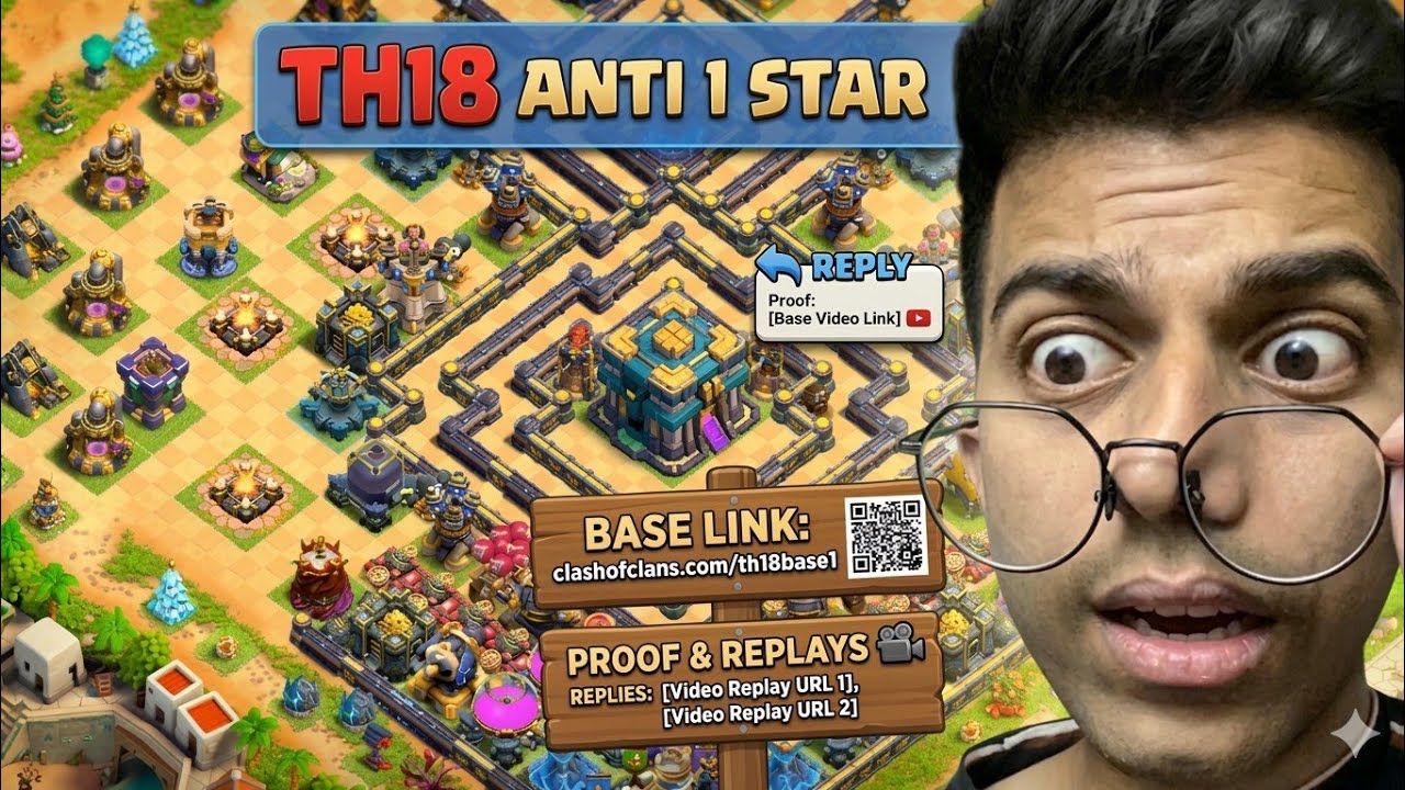 NEW TH18 ANTI 1 STAR REPLY+ PROOF+ BASE LINK (CLASH OF CLAN )